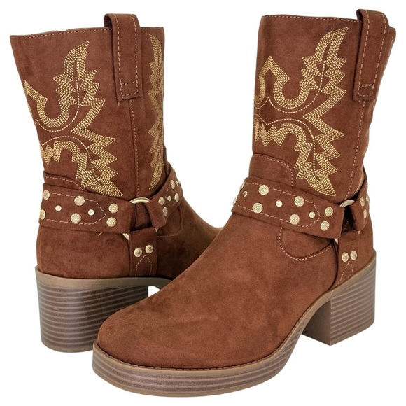 Sun + Stone Norahh Brown Microsuede Embroidered Womens Ankle Boots Size 8M - Picture 13 of 15